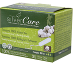 Masmi SILVER CARE tampony ze 100% bawełny organicznej SUPER bez aplikatora, 18 sztuk