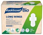 Vuokkoset, podpaski ze skrzydełkami LONG 100% BIO z bawełny organicznej 10 sztuk