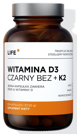 Organic Life Witamina D3+K2, 60 kapsułek
