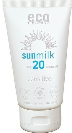 eco cosmetics Sensitive mleczko na słońce z filtrem mineralnym SPF 20 75 ml