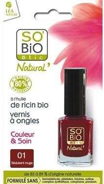 SO BiO naturalny lakier do paznokci 01 Rouge Uwodzicielska Czerwień z z olejem rycynowym bio 10 ml