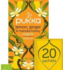 Pukka Lemon Ginger & Manuka Honey herbata z cytryną, imbirem i miodem Manuka, 20 saszetek