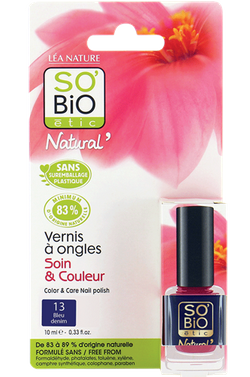 SO BiO naturalny lakier do paznokci 13 Bleu Denim z olejem rycynowym bio 10 ml