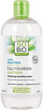 So Bio ALOE VERA matująca woda micelarna do oczyszczania twarzy i demakijażu z aloesem, oczarem i limonką do cery mieszanej i tłustej 500 ml