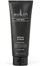 Sukin FOR MEN peeling do twarzy z proszkiem z bambusa i łupin z orzecha włoskiego, 125 ml