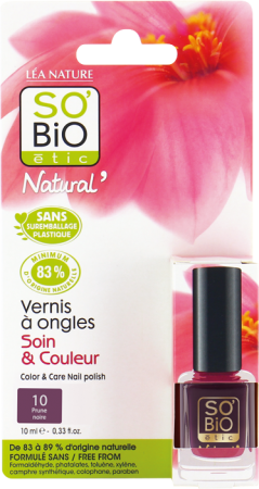 SO BiO naturalny lakier do paznokci 10 Prune Noire Ciemna Śliwka z olejem rycynowym bio 10 ml