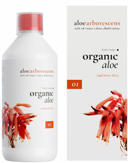 Organic Life Organic Aloe sok i miąższ z aloesu drzewiastego z miodem Receptura Ojca Zago, 500 ml