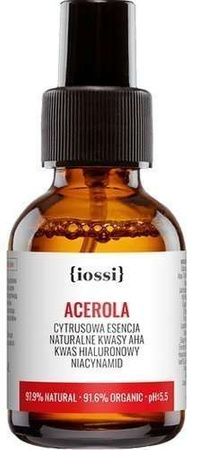 {iossi} - ACEROLA. Cytrusowa esencja  z naturalnymi kwasami AHA, kwasem hialuronowym i niacynamidem, 50 ml