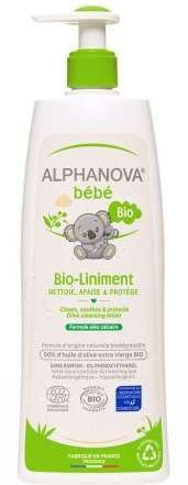 Alphanova Bebe organiczna oliwka z wodą wapienną BIO-Liniment do mycia i kąpieli dla dzieci i niemowląt, 500 ml
