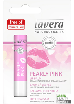Lavera Pearly Pink koloryzujący balsam do ust z bio mlekiem migdałowym i bio malwą Perłowy Róż, 4,5 g