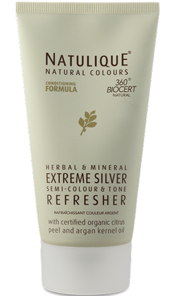 Natulique Extreme Silver odświeżacz do włosów koloru jasno-szarego z masłem shea i olejem jojoba, 150 ml